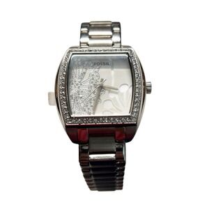 Fossil Womens Dandelion‎ Glitz Watch ES2504 Silver Bling 35mm Wristwatch